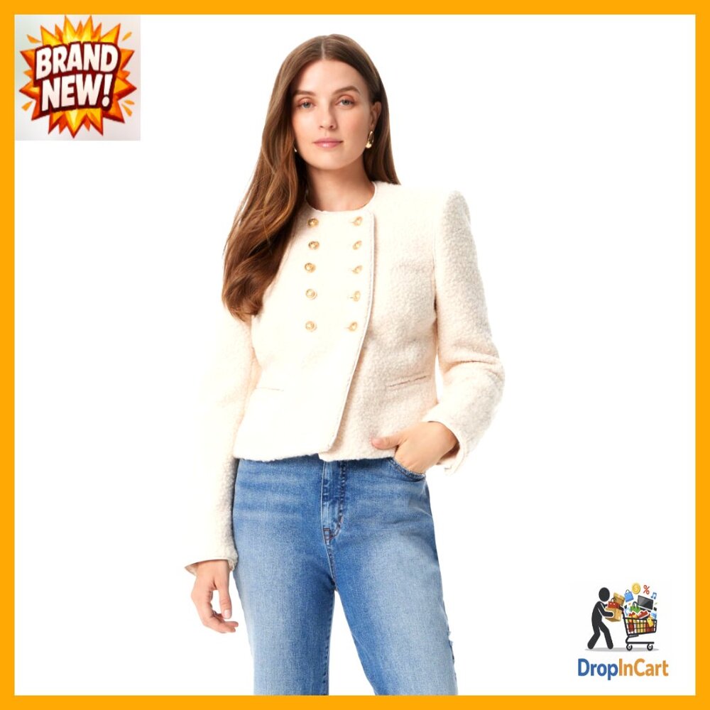 Double Breasted Collarless Blazer Wool Blend Busi… - image 1